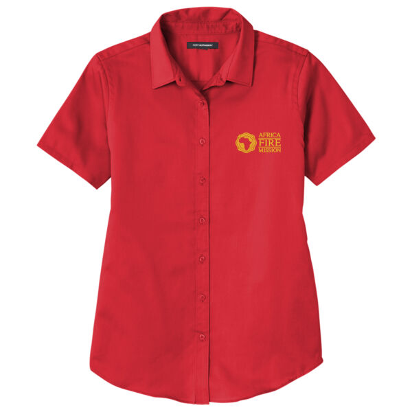 Africa Fire Mission Embroidered - Women's Short Sleeve SuperPro React Twill Shirt Thumbnail