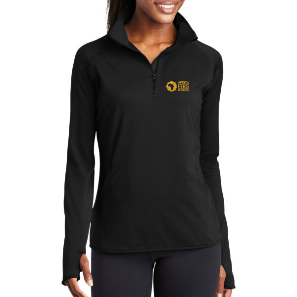 Africa Fire Mission Embroidered - Ladies Sport Wick ® Stretch 1/4 Zip Pullover Thumbnail